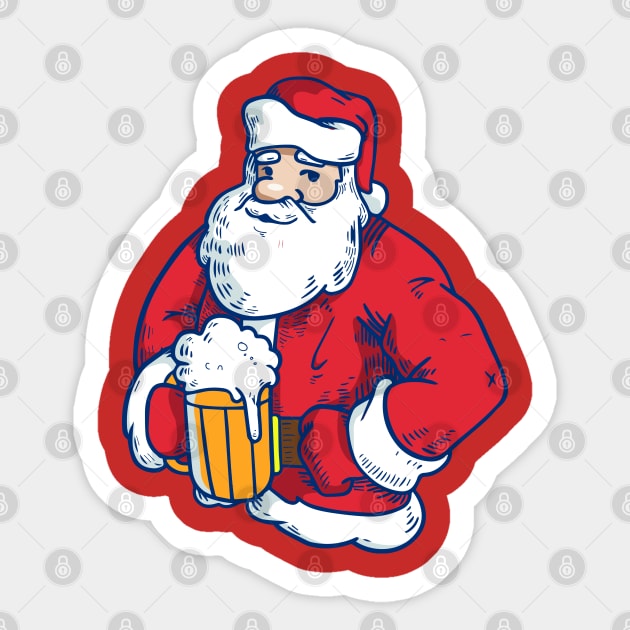 Drinking Santa - Beer X-Mas Xmas Christmas Sticker by Shirtbubble